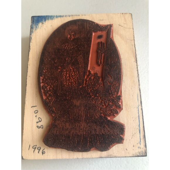 Francisco Rubber Stamp Gothic Lady with Candles Oval 1992 Vintage Wood Mounted - Picture 2 of 13